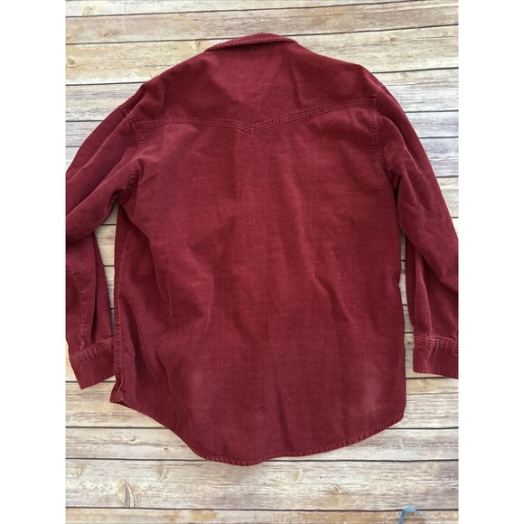Vintage Disney Winnie The Pooh Corduroy Pearl Snap Button Shirt Red Embroidered - Picture 8 of 8
